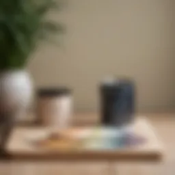A vibrant palette of Farrow and Ball modern emulsion paint colors displayed on a wooden palette.