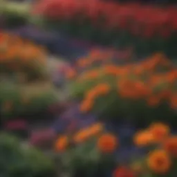 A vibrant flower bed in full bloom showcasing a variety of flowers.