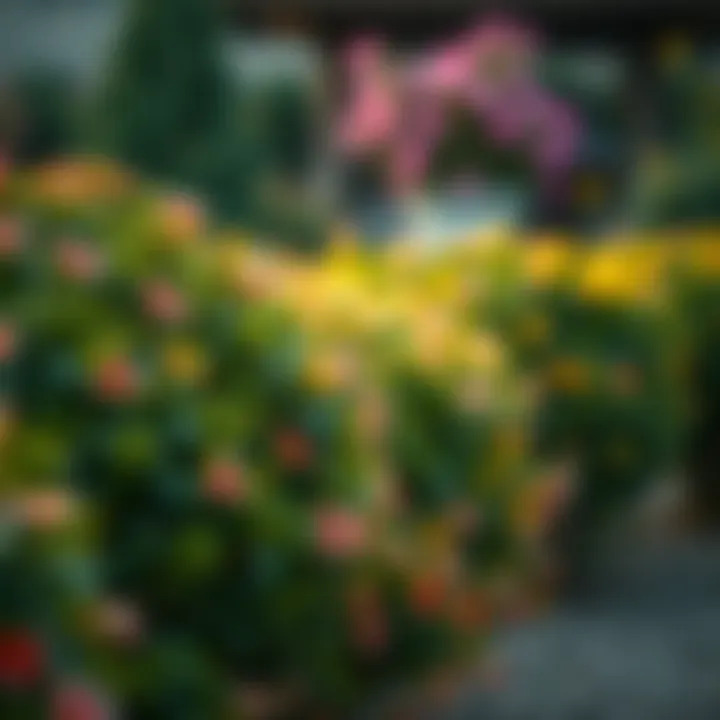 A vibrant garden showcasing flowing bushes in full bloom