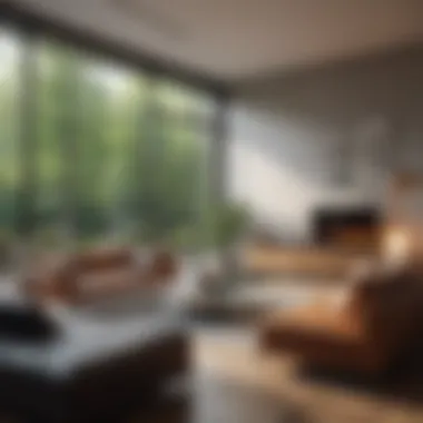 Modern Living Room with Glass Wall Modern living room featuring a glass wall