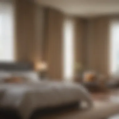 Grommet curtains controlling light in a bedroom setting