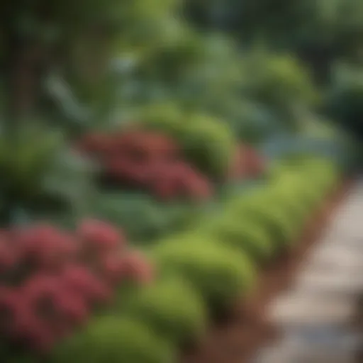 Vibrant assortment of ground cover plants in a landscaped garden