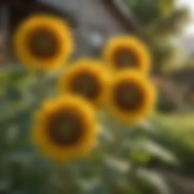 Vibrant sunflower plants thriving in a garden setting