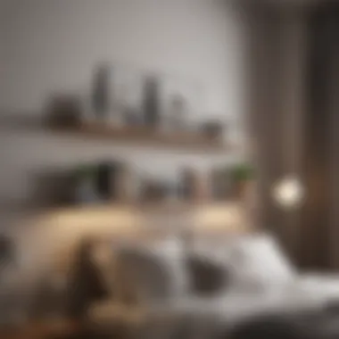 Stylish Modern Hanging Shelves in a Bedroom Modern hanging shelves displaying books and décor