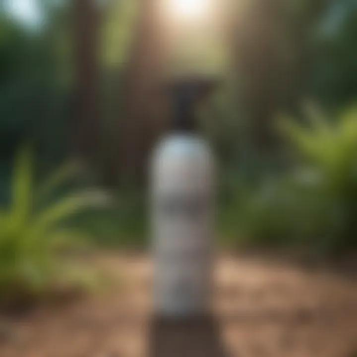 A labeled spray bottle filled with homemade mosquito repellent