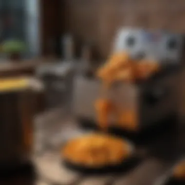 Classic Deep Fryer in Action A traditional deep fryer with golden-brown fried food
