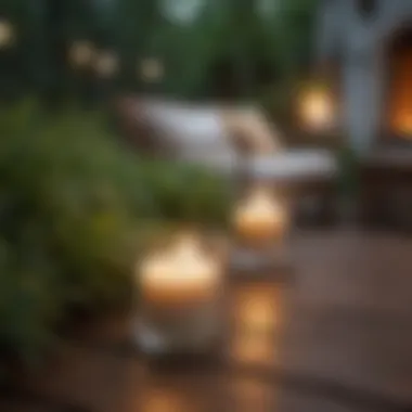 A serene outdoor space with citronella candles