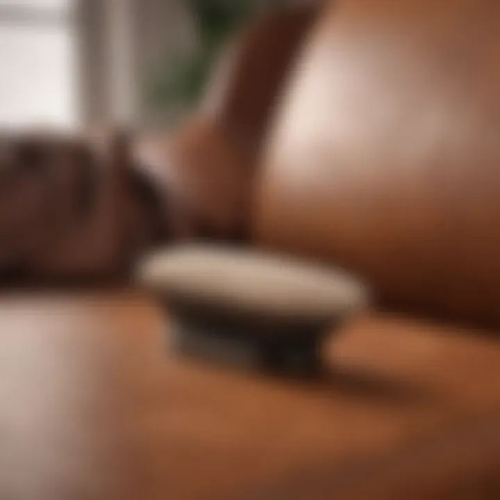 A soft brush designed for cleaning leather surfaces