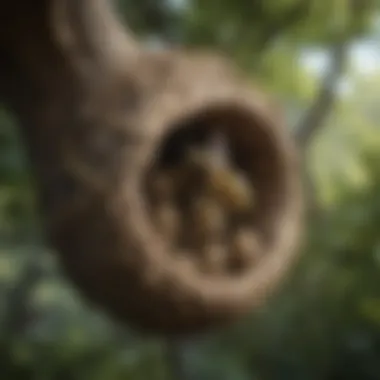 Wasp nest hanging in a tree