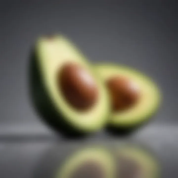 Avocado cut in half showing perfect ripeness