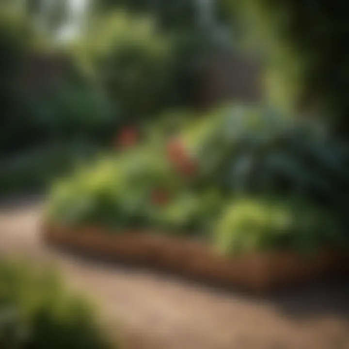 A beautifully arranged garden bed with various plants