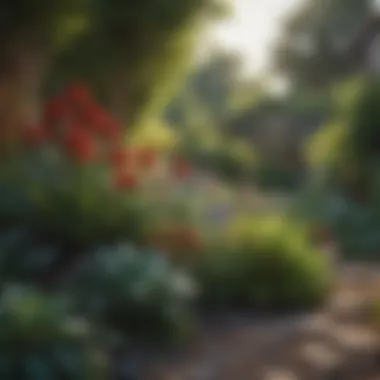 Diverse Plants in a Backyard Garden A vibrant backyard garden filled with diverse plants