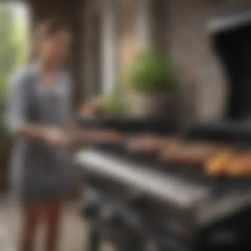 Selection of various grill models at a retailer