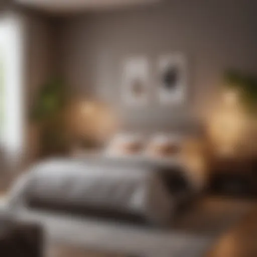 Brightly lit modern bedroom showcasing diverse lighting options