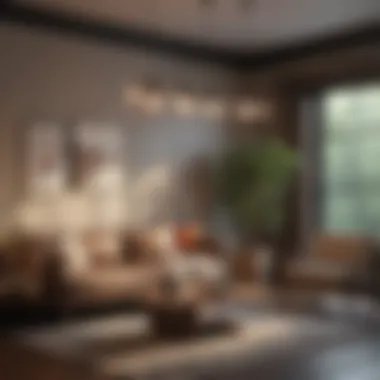 Cozy Seating Area with Stylish Pendant Lighting Stylish pendant lighting over a cozy seating area