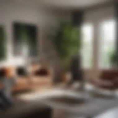 Stylish Living Room with Large Indoor Plant Large indoor plant in a stylish living room