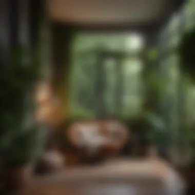 Cozy Reading Nook Surrounded by Greenery Cozy reading nook with large greenery