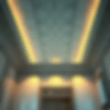 Elegant ceramic tiles on a bathroom ceiling