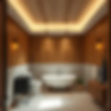 Stylish wood paneling for a warm bathroom ambiance