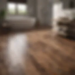 Elegant wood tile flooring in a modern bathroom