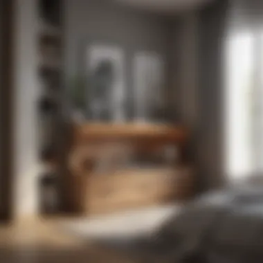 Stylish bedroom with decorative storage solutions