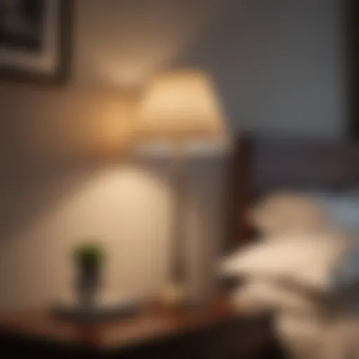 Elegant bedside lamp illuminating a cozy reading corner