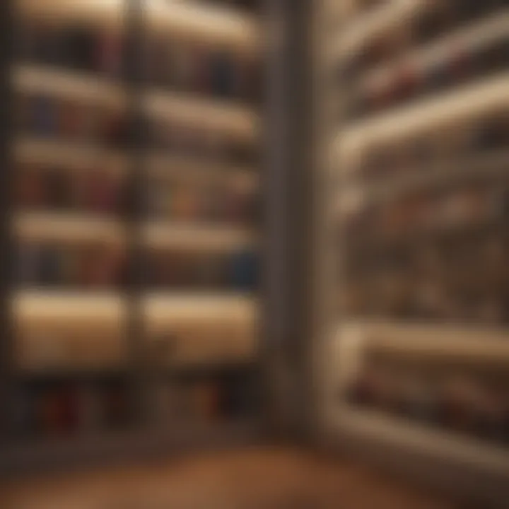 Creative bookshelf with integrated lighting highlighting books and decorative objects