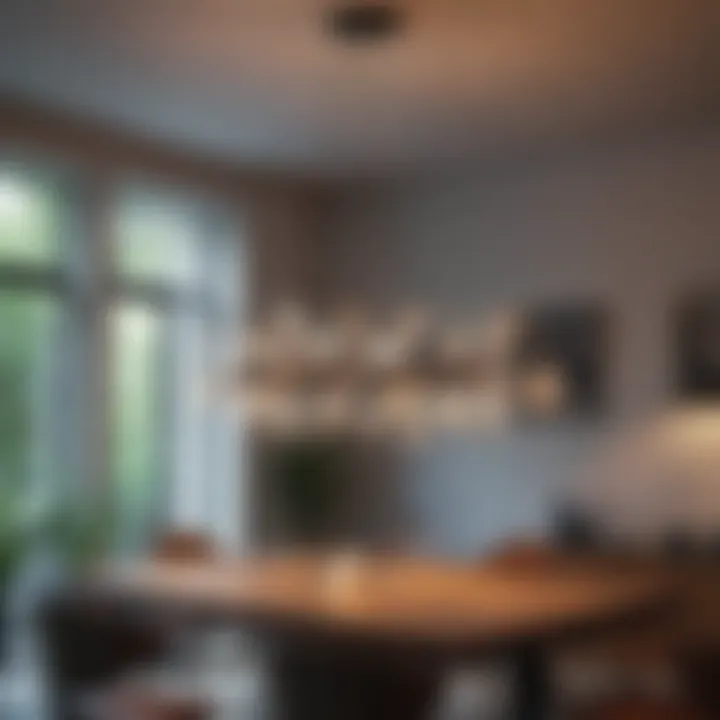 Minimalist chandelier design emphasizing clean lines in a workspace