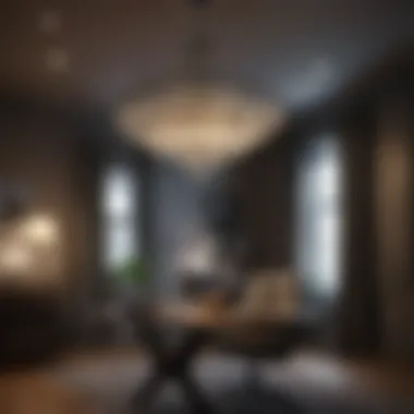 Sophisticated Modern Chandelier for a Stylish Workspace Elegant modern chandelier illuminating a sleek home office
