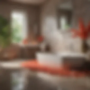 Coral Accents and Neutral Tones in Harmony Coral accents harmonizing with neutral tones in a stylish bath