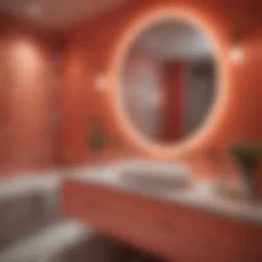 Chic Coral Bathroom with Striking Colors Chic coral bathroom design showcasing striking color combinations