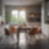 Modern kitchen with innovative dining table design