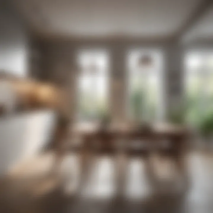Open kitchen layout with integrated dining space