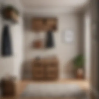 Functional Entryway Closet with Baskets and Hooks Functional entryway closet organized with stylish baskets and hooks