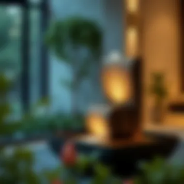 Modern Minimalist Fountain Design A modern, minimalist fountain with sleek lines and integrated lighting