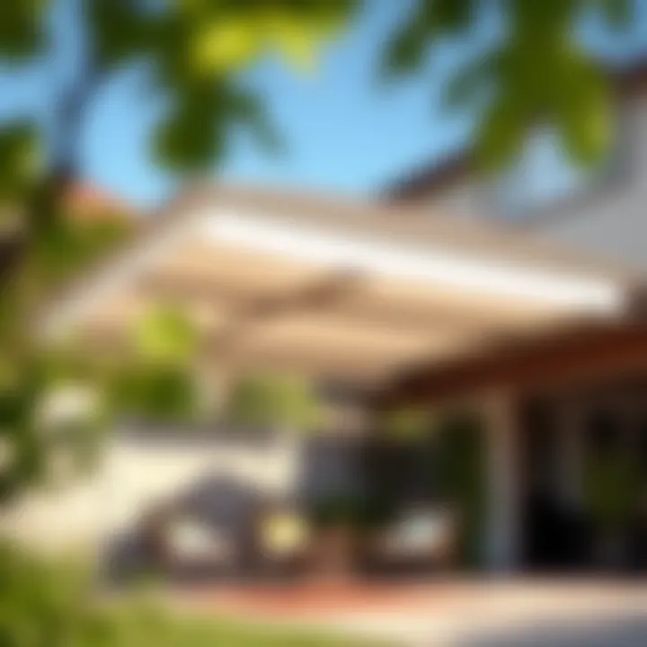 Elegant awning providing shelter in outdoor space