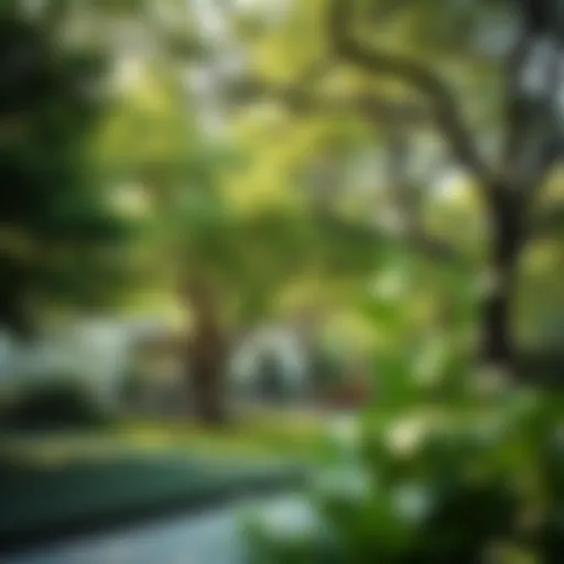 Lush trees providing shade in a modern front yard