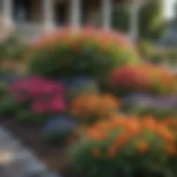 Vibrant front yard flower bed design featuring a variety of colorful blooms