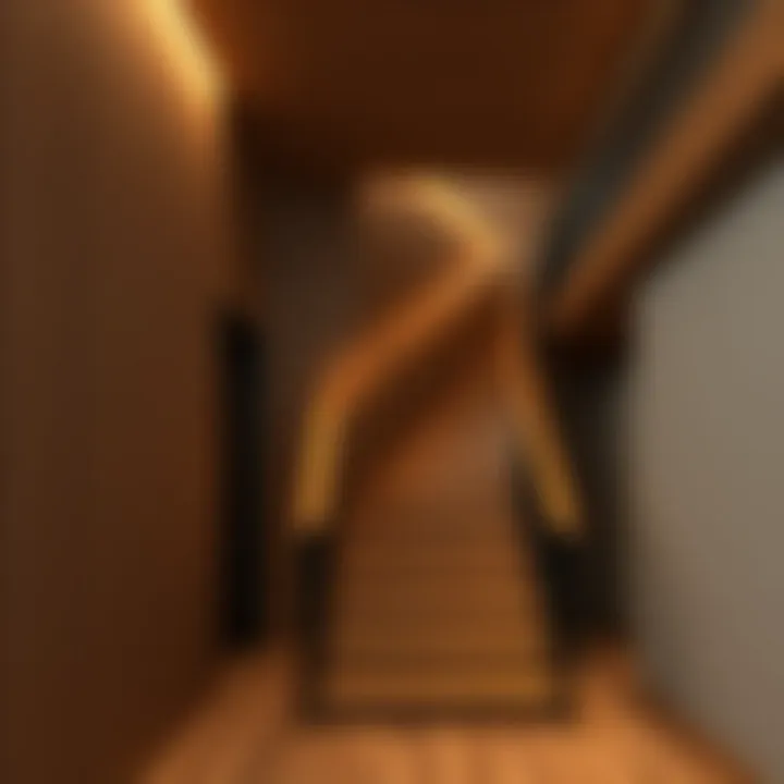 Elegant Wooden Staircase Design Elegant wooden staircase with modern lighting