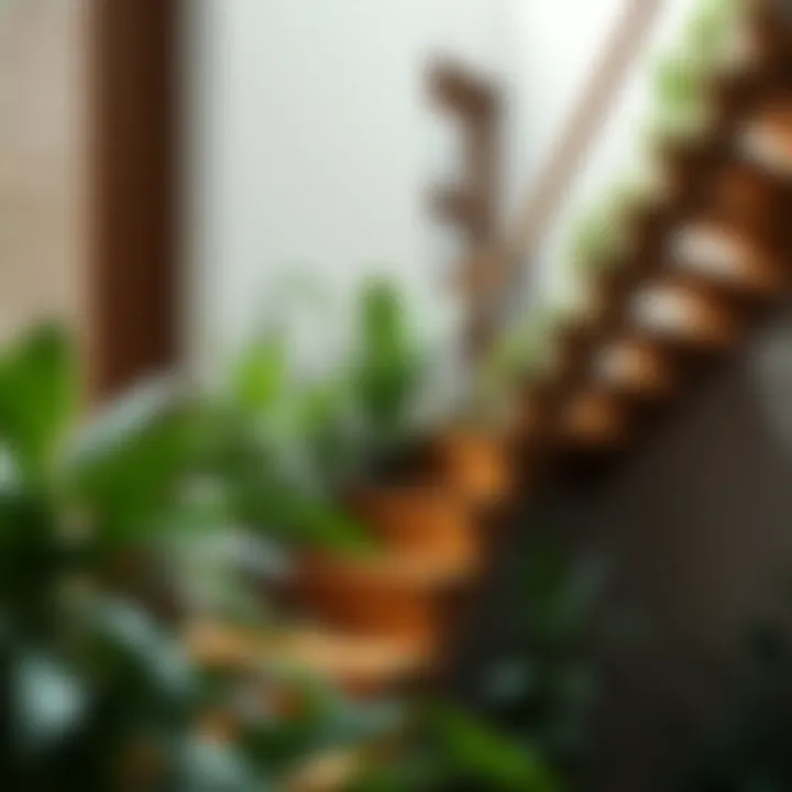 Sustainable Bamboo Staircase with Greenery Sustainable bamboo staircase with green plants