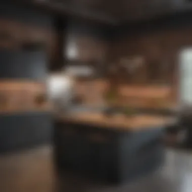 Industrial chic kitchen featuring exposed brick and metal accents