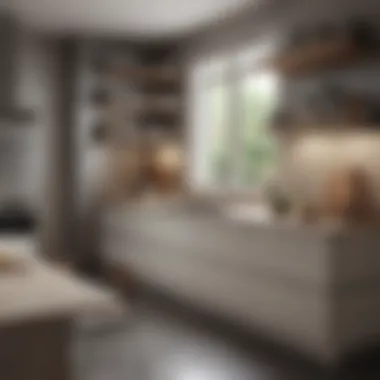 Sleek Minimalist Kitchen Design Sleek minimalist kitchen with open shelving and neutral tones