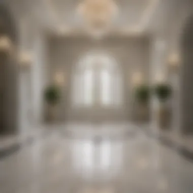 Chic Entryway with Unique Marble Flooring Patterns Chic entryway featuring unique marble floor patterns that create a welcoming atmosphere