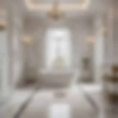 Classic Marble Flooring in a Stylish Bathroom Stylish bathroom designed with classic marble floor tiles and contemporary fixtures