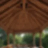 Elegant wooden gazebo roof with intricate design