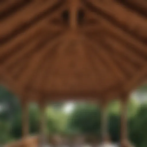 Elegant wooden gazebo roof with intricate design