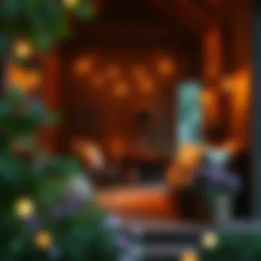 Cozy Rustic Porch Ambiance Cozy small porch featuring rustic decor and warm lighting