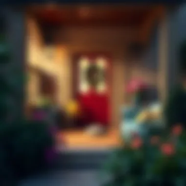 Vibrant Small Porch with Colorful Accents Vibrant small porch adorned with colorful accents and greenery