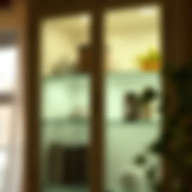 Ambient lighting creating a warm atmosphere in a glass-front cupboard