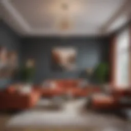 Elegant layout of a contemporary sitting room showcasing harmonious color balance.